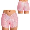 Trendy Shiny Sequins Nightclub Pole Dancing Low Rise Stretchy Shorts Mssza