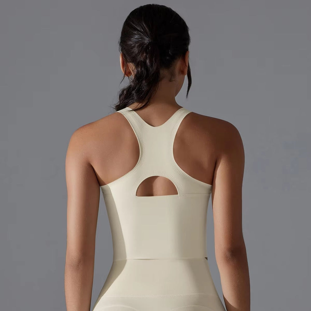 Trendy Shock-absorbing Cross Shoulder Straps Fitness Crop Top Mssza
