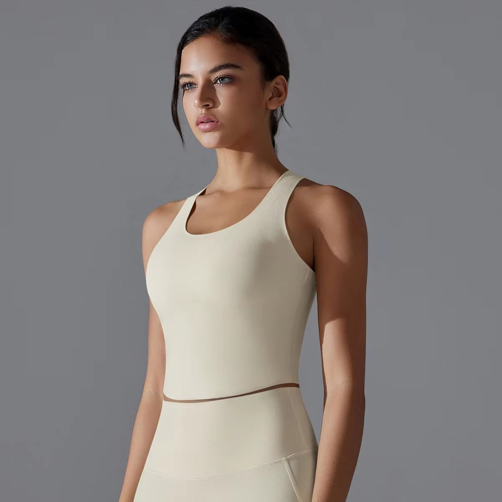 Trendy Shock-absorbing Cross Shoulder Straps Fitness Crop Top Mssza