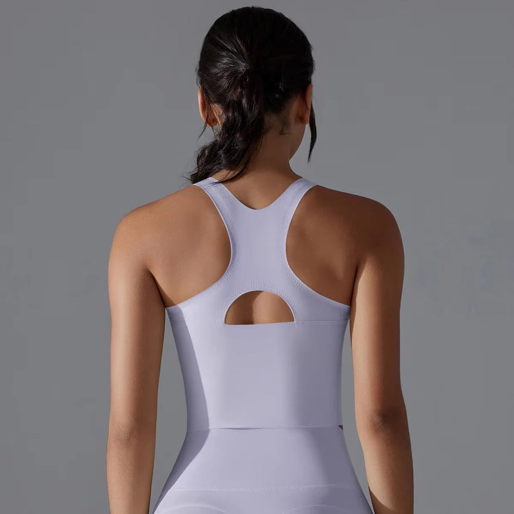 Trendy Shock-absorbing Cross Shoulder Straps Fitness Crop Top Mssza