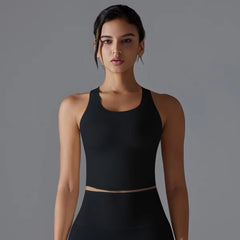Trendy Shock-absorbing Cross Shoulder Straps Fitness Crop Top Mssza