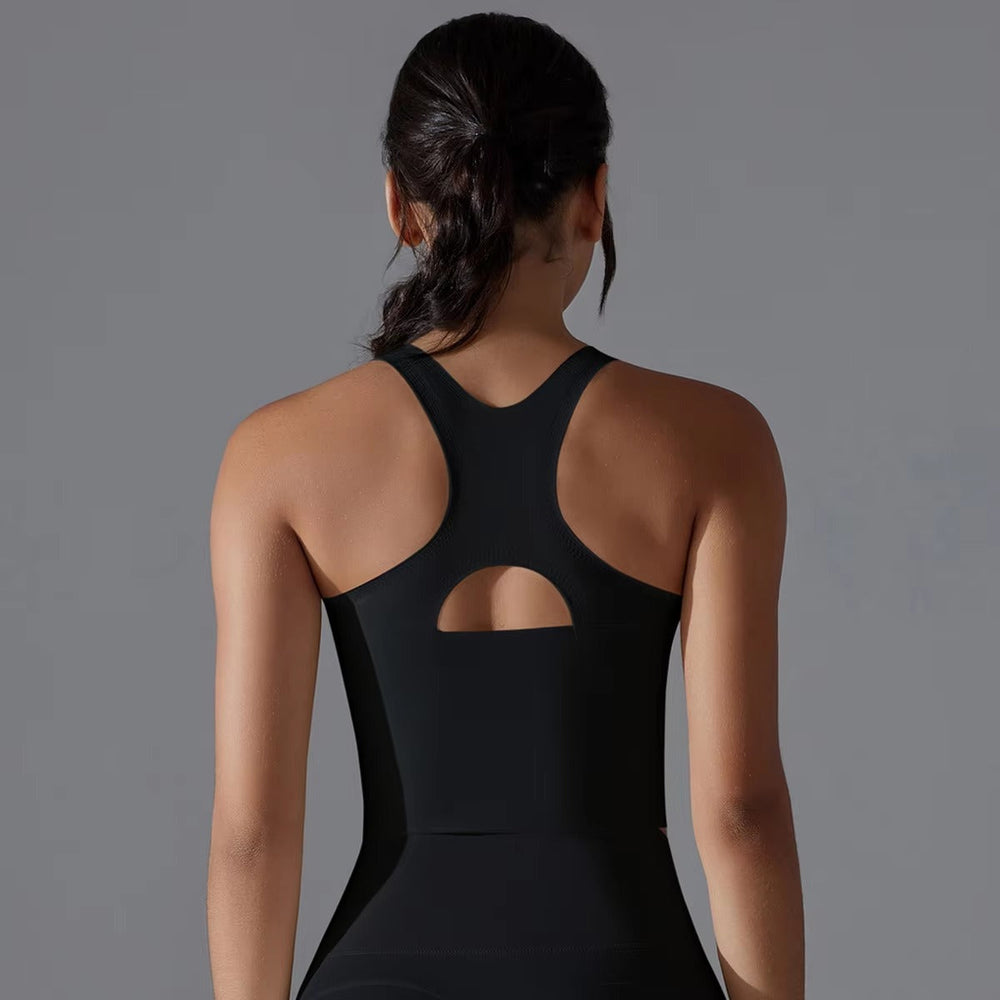Trendy Shock-absorbing Cross Shoulder Straps Fitness Crop Top Mssza