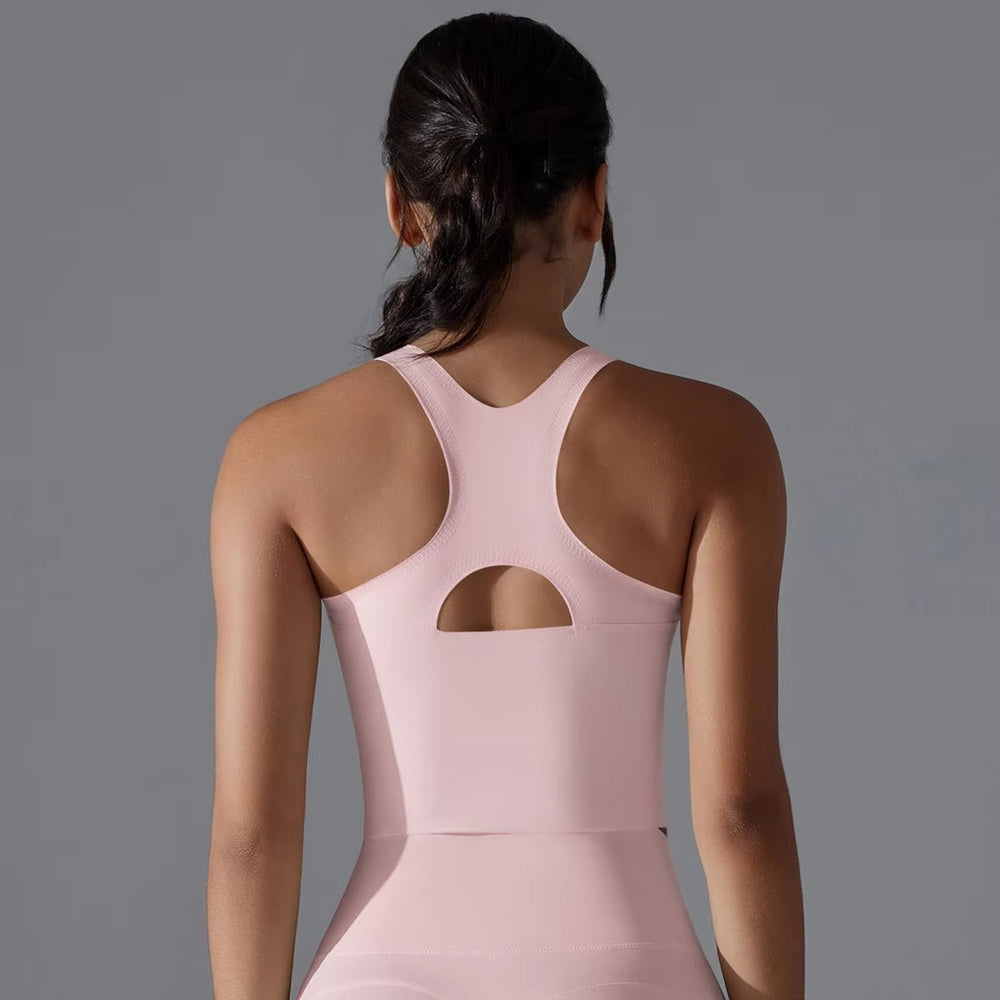 Trendy Shock-absorbing Cross Shoulder Straps Fitness Crop Top Mssza