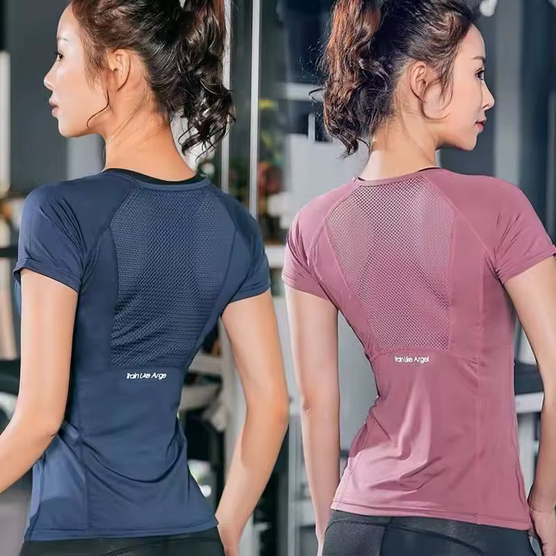 Trendy Short Sleeve Slit Pockets Sports T-Shirt Yoga Wear Mssza