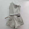 Trendy Single Shoulder Sleeveless Belt Design Rompers Denim Playsuit Mssza