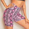 Trendy Skinny Snake Print High Waisted Elastic Waist Shorts Mssza