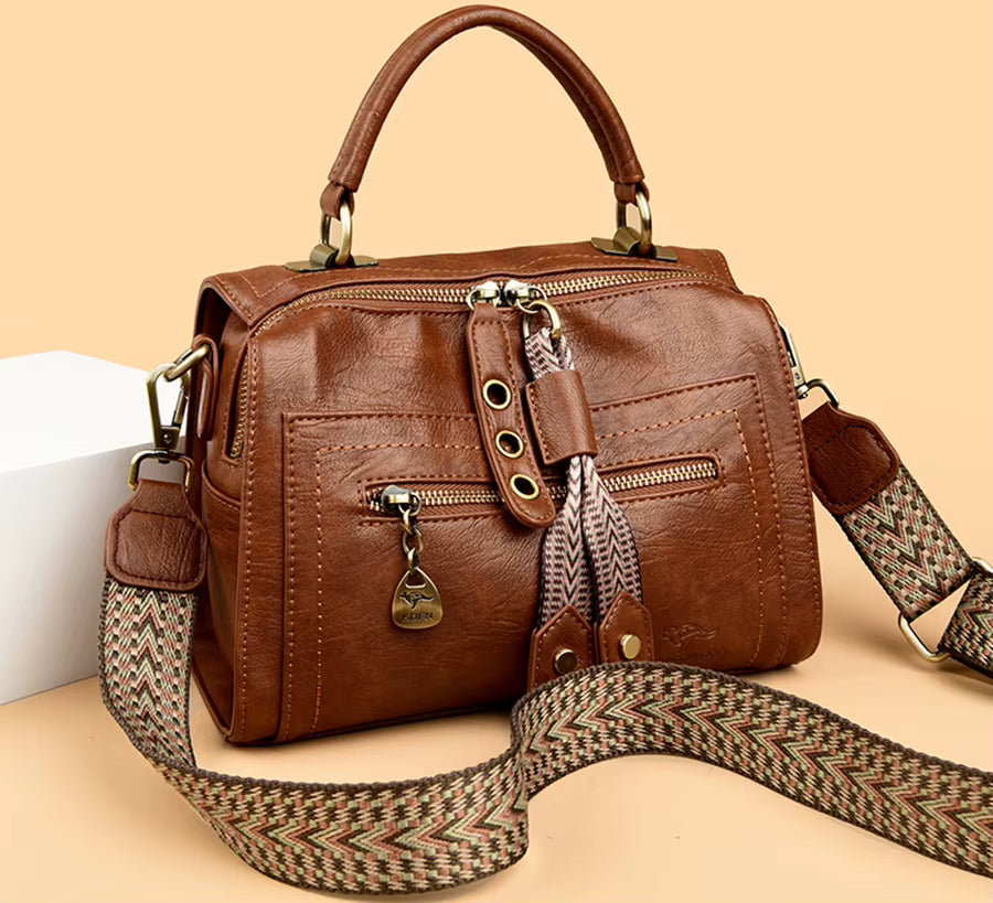 Trendy Soft New Multifunction High Quality Leather Solid Color Handbag Mssza
