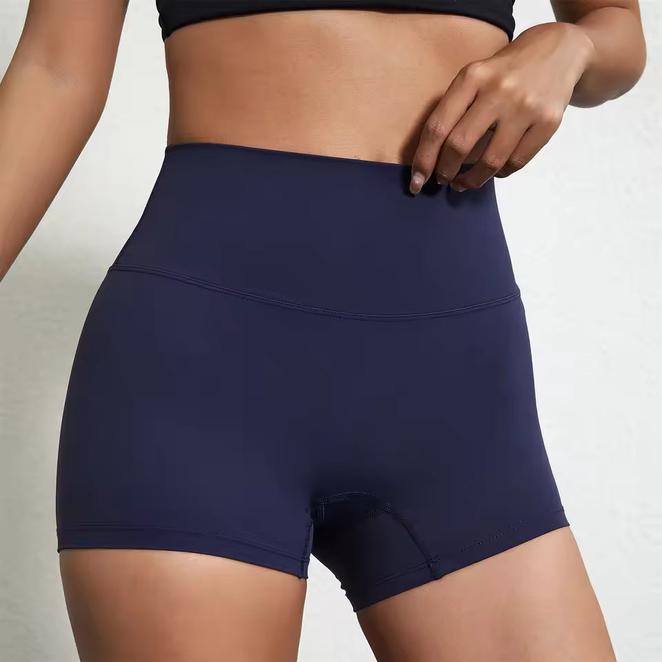 Trendy Soft Pop Solid Color High Waist Gym Yoga Short Mssza