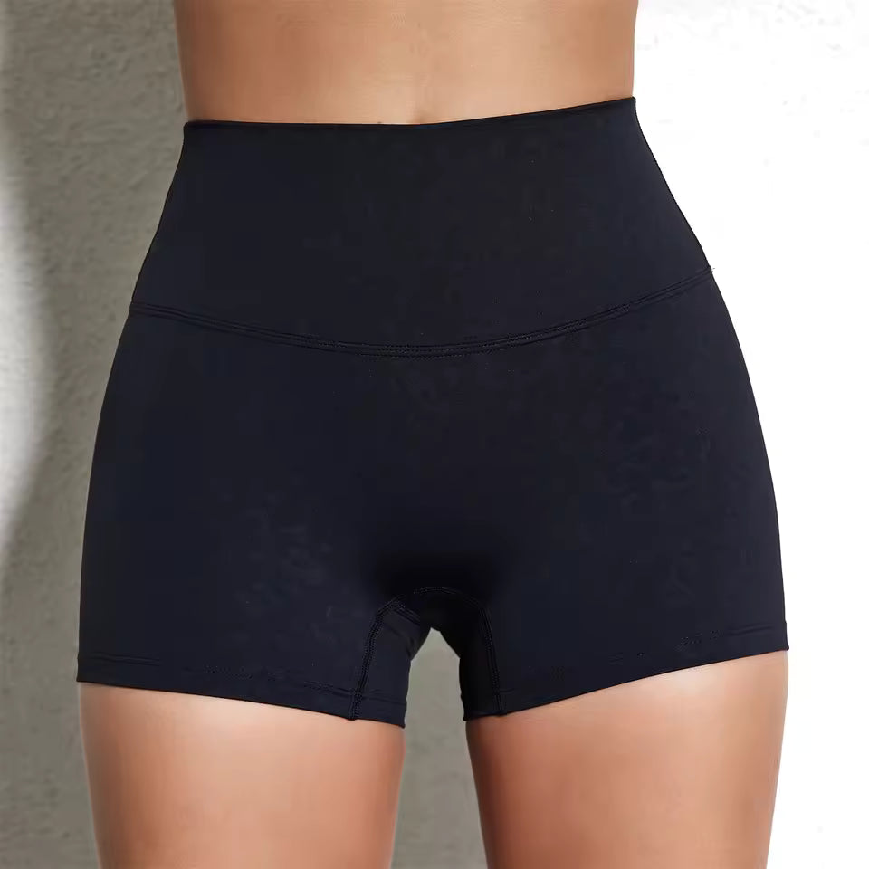 Trendy Soft Pop Solid Color High Waist Gym Yoga Short Mssza