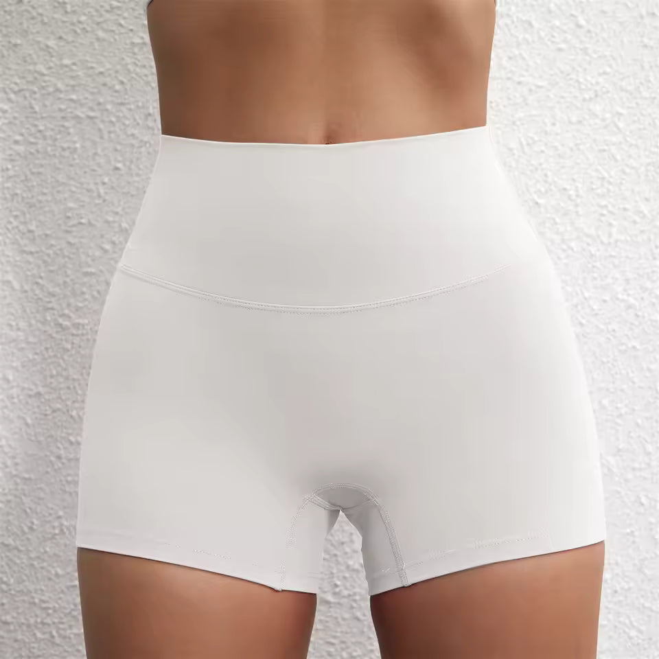 Trendy Soft Pop Solid Color High Waist Gym Yoga Short Mssza