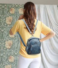 Trendy Solid Multi-pocket Retractable Travel Leather Backpacks Mssza