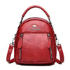 Trendy Solid Multi-pocket Retractable Travel Leather Backpacks Mssza