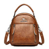 Trendy Solid Multi-pocket Retractable Travel Leather Backpacks Mssza