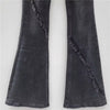 Trendy Spliced Plush Edge Belt Design Flare High Waist Denim Jeans Mssza