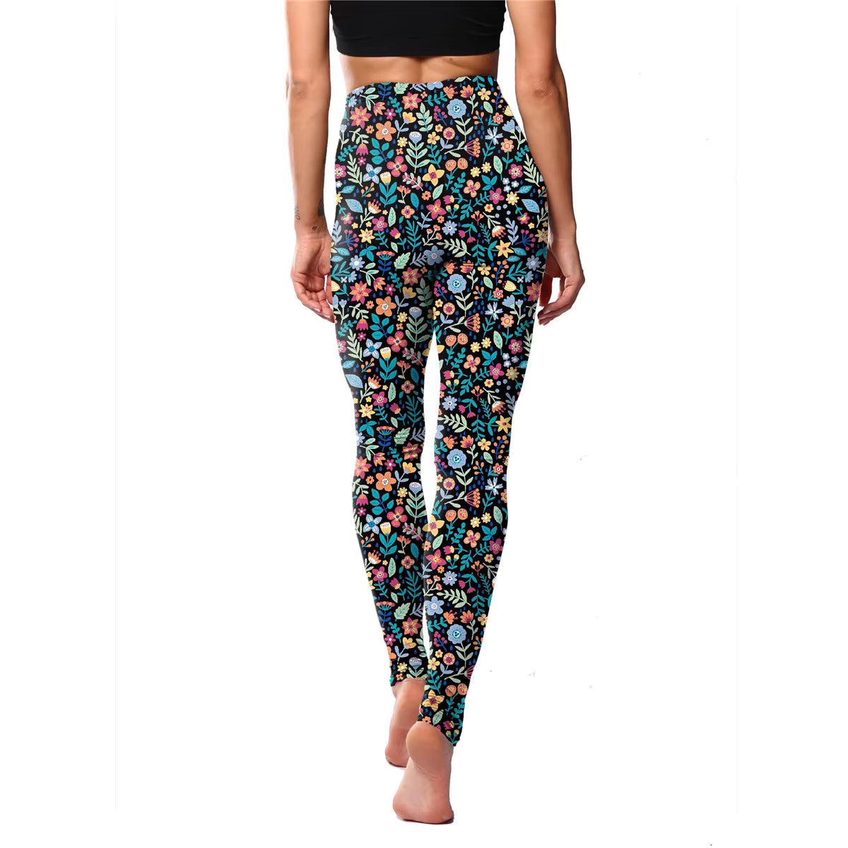 Trendy Stretchable Tights High Waist Floral Printed Leggings Mssza