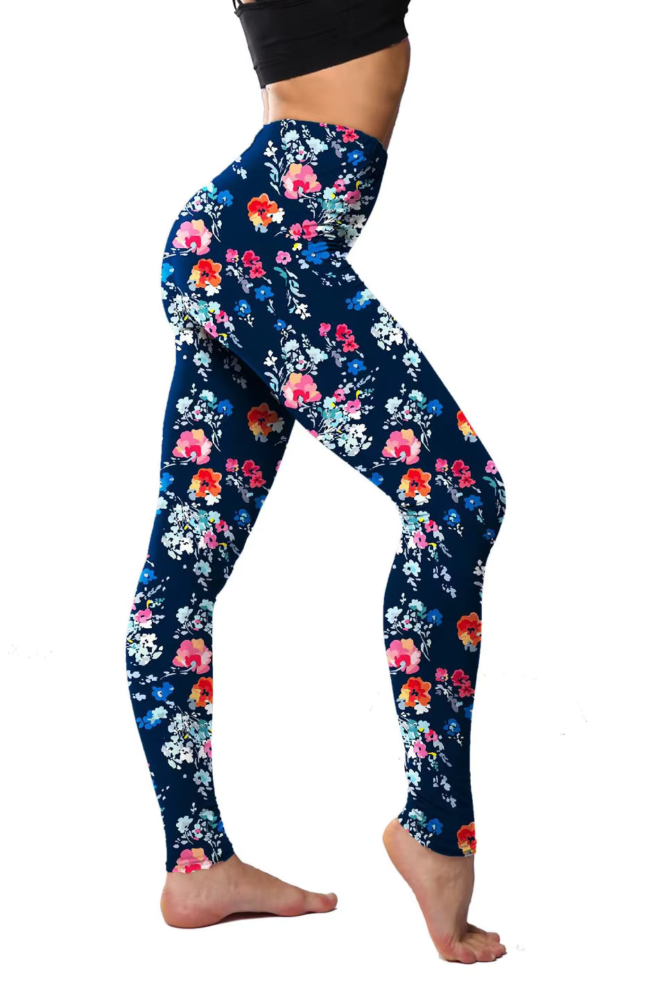 Trendy Stretchable Tights High Waist Floral Printed Leggings Mssza