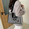 Trendy Striped Cool Street Large Capacity Travel Shopping Tote Bag Mssza