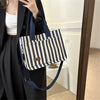 Trendy Striped Cool Street Large Capacity Travel Shopping Tote Bag Mssza