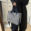 Trendy Striped Cool Street Large Capacity Travel Shopping Tote Bag Mssza