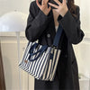 Trendy Striped Cool Street Large Capacity Travel Shopping Tote Bag Mssza