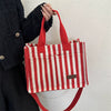 Trendy Striped Cool Street Large Capacity Travel Shopping Tote Bag Mssza