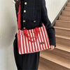 Trendy Striped Cool Street Large Capacity Travel Shopping Tote Bag Mssza