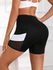 Trendy Tummy Tuck Exercise High Waisted Mesh Yoga Shorts with Pockets Mssza