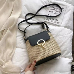 Trendy Version Versatile Handheld Crossbody Bucket Beach Vacation Woven Bag Mssza