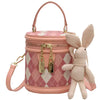 Trendy Zipper Leather Bucket Small Handbags With Dolls Mssza