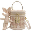 Trendy Zipper Leather Bucket Small Handbags With Dolls Mssza