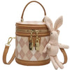 Trendy Zipper Leather Bucket Small Handbags With Dolls Mssza