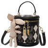 Trendy Zipper Leather Bucket Small Handbags With Dolls Mssza