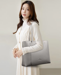 Trendy zipper Large Capacity Shopping Soft Leather Bucket Bag Mssza