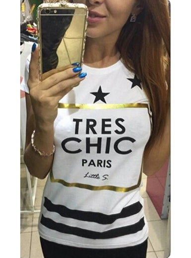 Tres Chic Paris Tee Shirt â€?Logo on Front Mssza