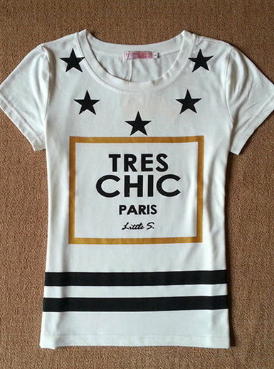 Tres Chic Paris Tee Shirt â€?Logo on Front Mssza
