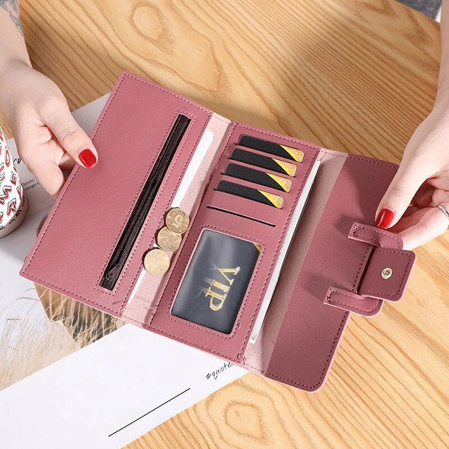 Tri-Fold Clutch PU Card Holder Multi-Functional Wallet Mssza