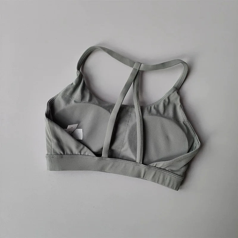 Triangle Cross Thin Belt Gathered Yoga Beauty Back Fitness Top Mssza