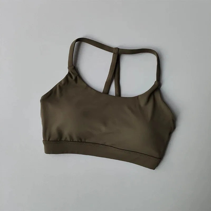 Triangle Cross Thin Belt Gathered Yoga Beauty Back Fitness Top Mssza