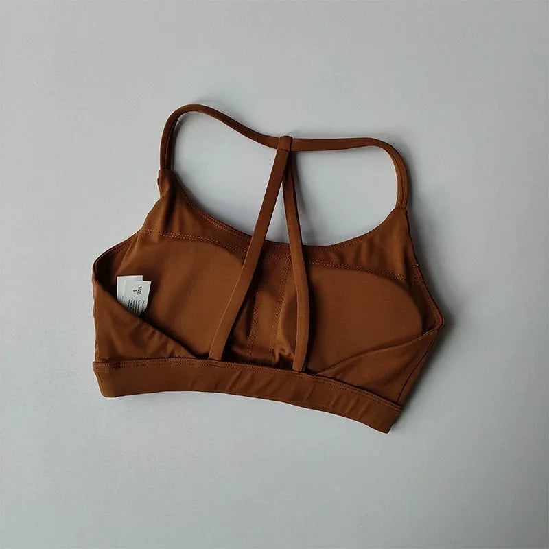Triangle Cross Thin Belt Gathered Yoga Beauty Back Fitness Top Mssza