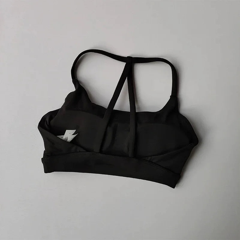 Triangle Cross Thin Belt Gathered Yoga Beauty Back Fitness Top Mssza
