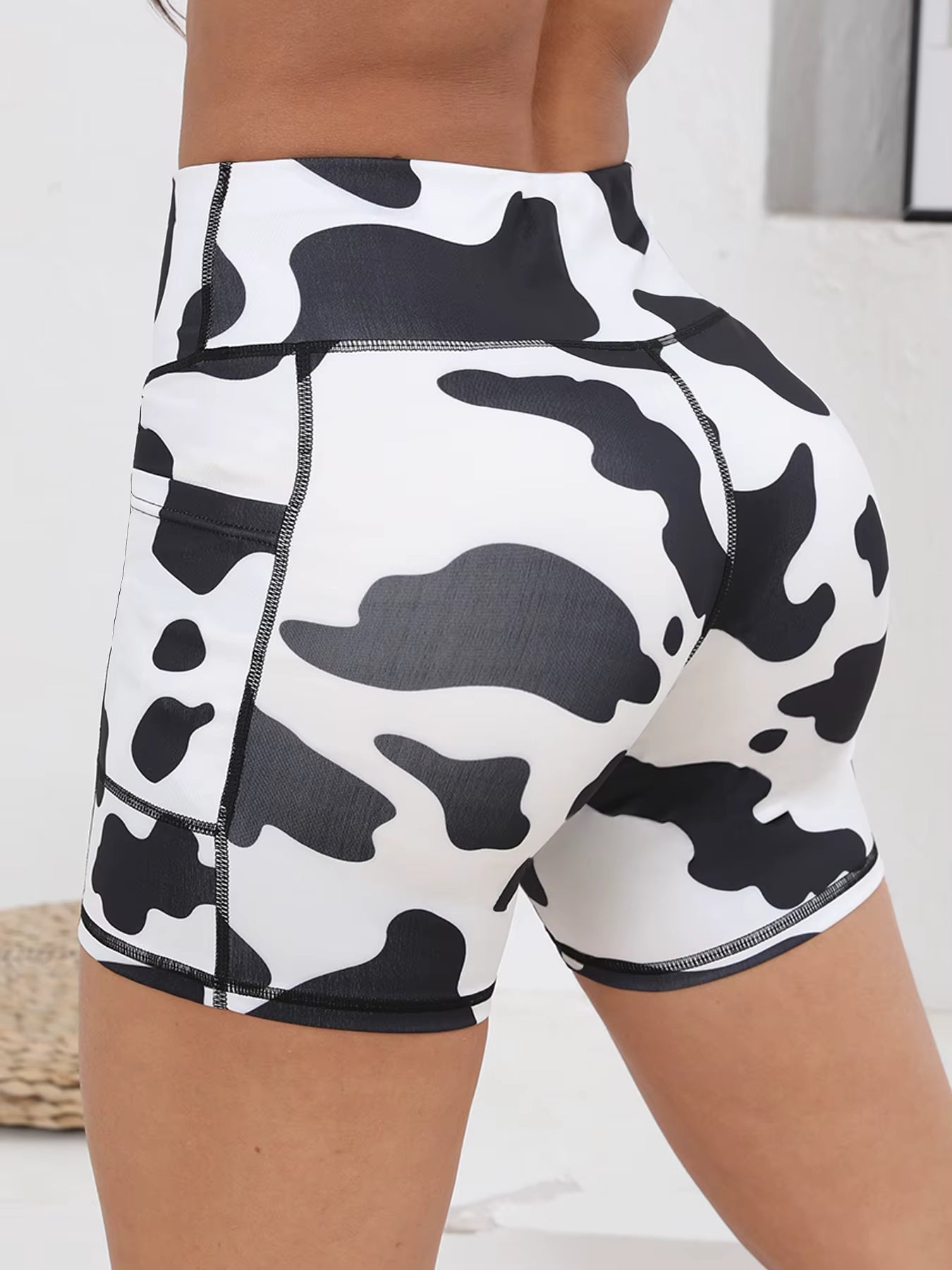 Tummy Control Workout With Pockets High Waisted Biker Yoga Shorts Mssza