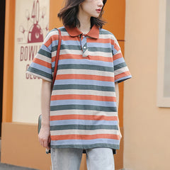 Turn Down Collar Loose Cotton Blouse Mssza