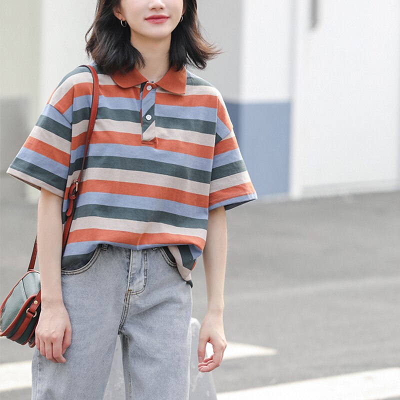 Turn Down Collar Loose Cotton Blouse Mssza
