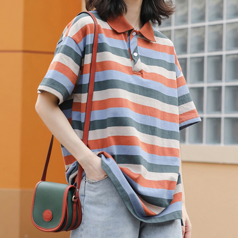 Turn Down Collar Loose Cotton Blouse Mssza