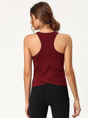 Twist Knot Pure Color Fitness Yoga Tank Top Mssza