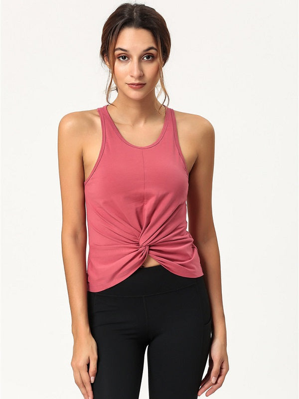 Twist Knot Pure Color Fitness Yoga Tank Top Mssza