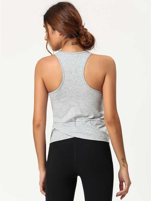 Twist Knot Pure Color Fitness Yoga Tank Top Mssza