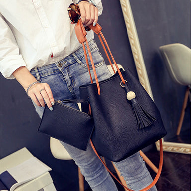 Two Piece Bag Set â€?Hobo Bag Wallet Fringed Mssza
