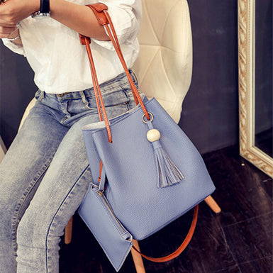 Two Piece Bag Set â€?Hobo Bag Wallet Fringed Mssza