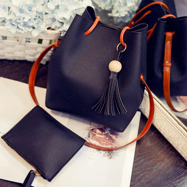 Two Piece Bag Set â€?Hobo Bag Wallet Fringed Mssza